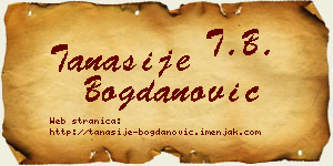 Tanasije Bogdanović vizit kartica